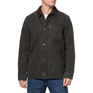 Levi's Men's Cotton Canvas Chore Olive Coat/Jacket, Size XL, Corduroy Collar